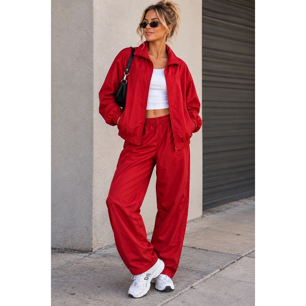 Vintage 2001 Outbrook Red Track Suit Set NWT Y2K Windbreaker Jacket Pants L